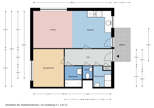 Floorplan - Noordplein 85, 2371 DJ Roelofarendsveen